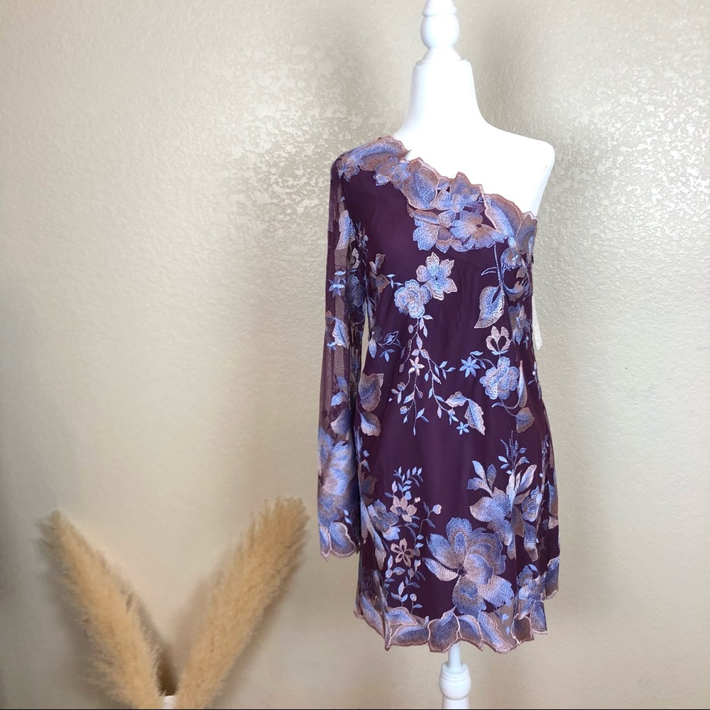 NWT Free People Rosalie Wine One Shoulder Dress.